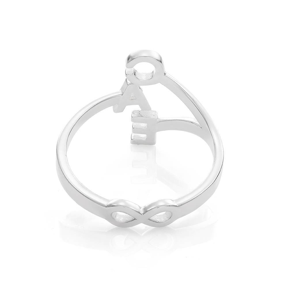 Three Initial Infinity Ring in Sterling Silver