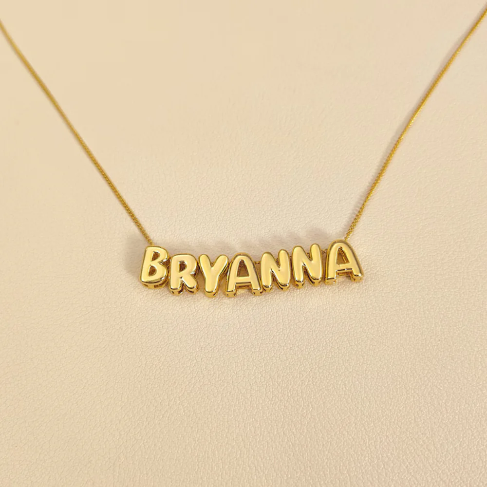 Personalized Name Bubble Necklace In 18 K Gold