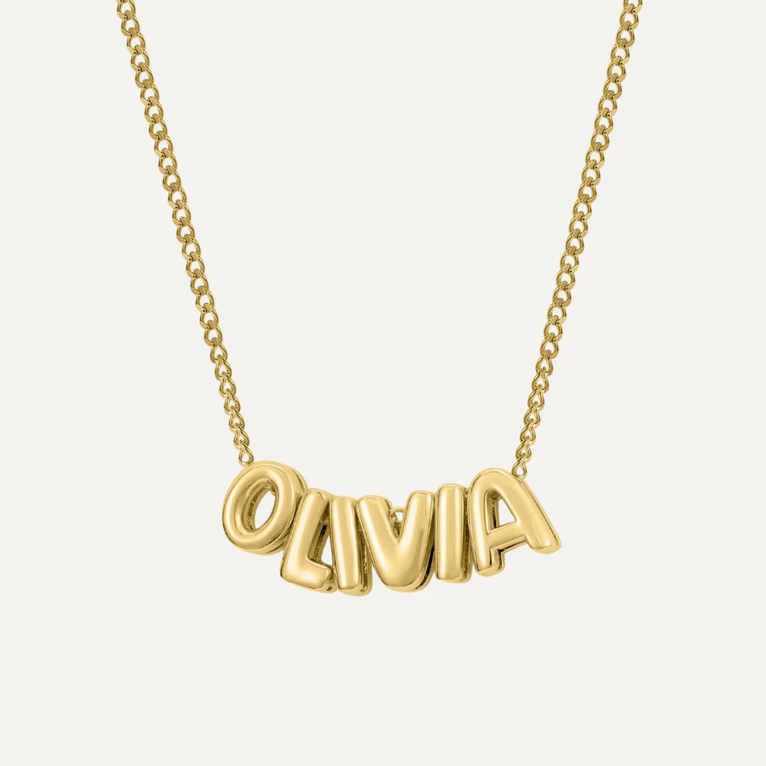 Personalized Name Bubble Necklace In 18 K Gold