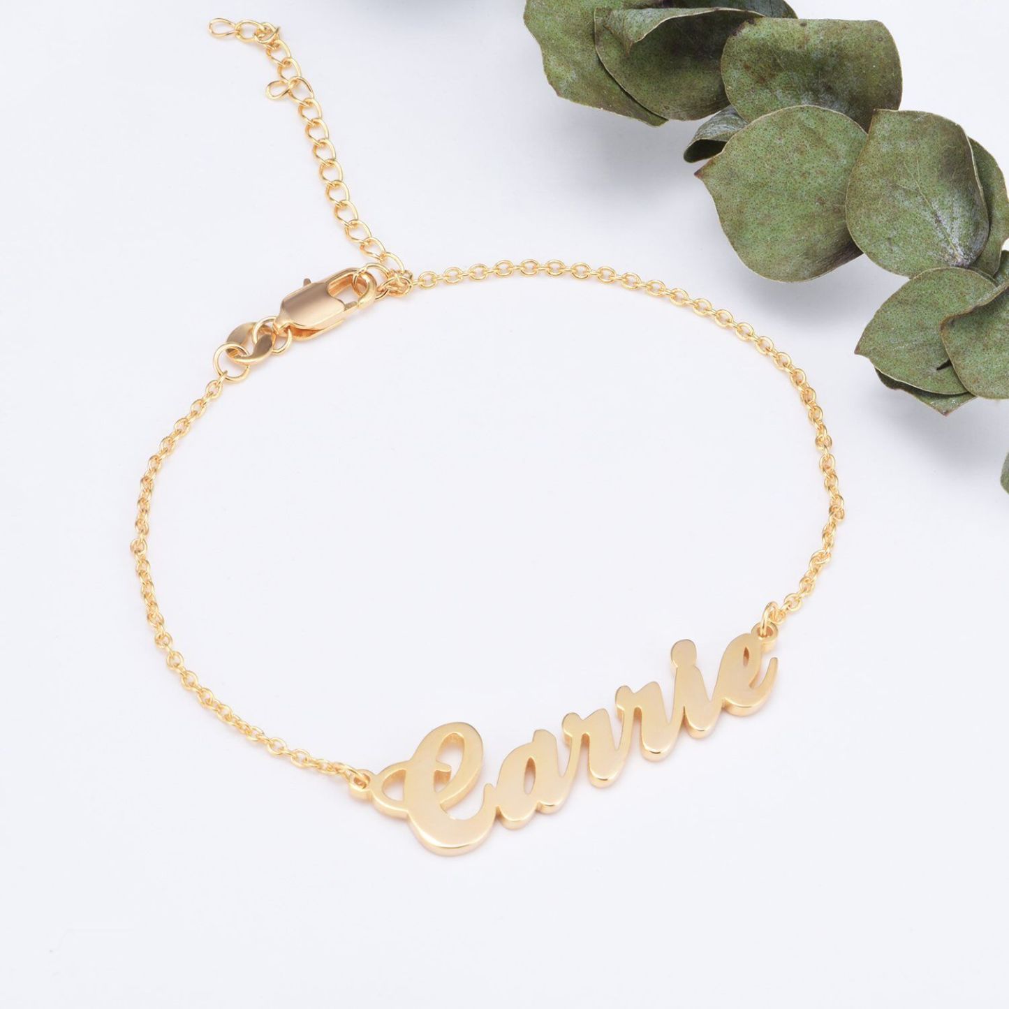 Personalized Name Bracelet in 14K Solid Gold-YAFEINI Personalized Jewelry