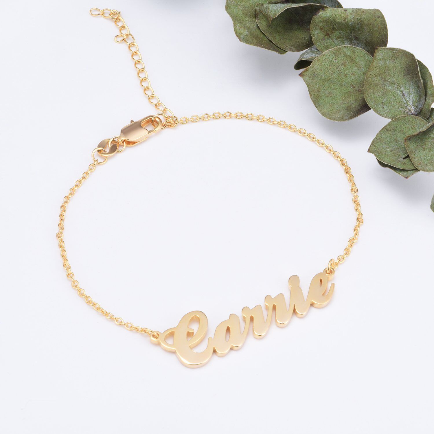 Personalized Name Bracelet in 14K Solid Gold-YAFEINI Personalized Jewelry