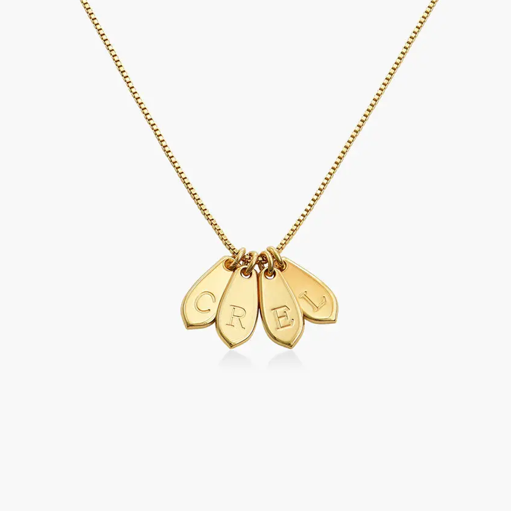 Luxurious Drop Initial Necklace with Elegant Box Chain in Gold Vermeil-YAFEINI Personalized Jewelry
