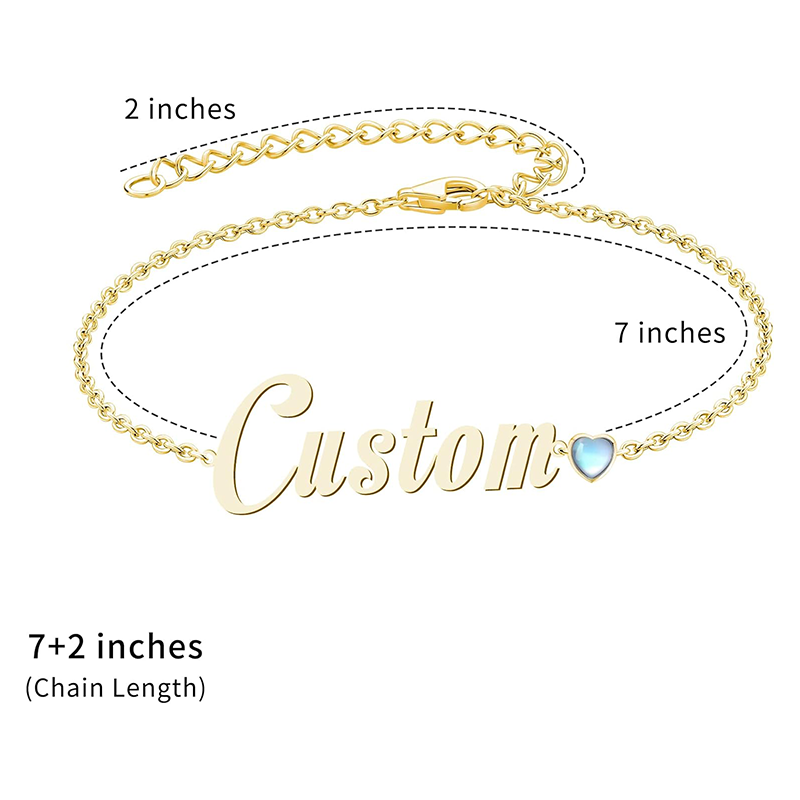 Sparkling Birthstone Name Bracelet for Women in 14K Solid Gold-YAFEINI Personalized Jewelry
