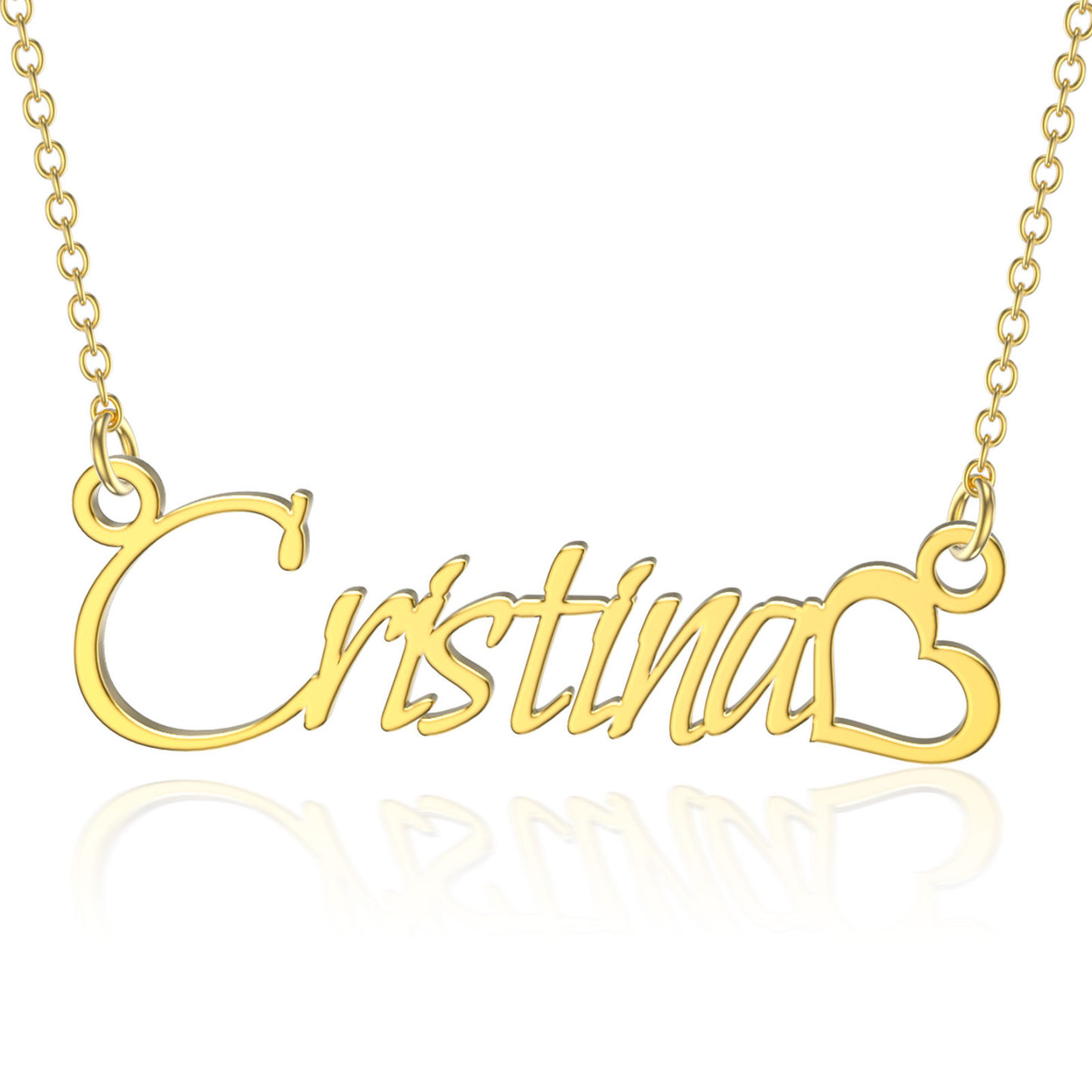 Graceful Personalized Name Necklace with Heart in Gold Vermeil-YAFEINI Personalized Jewelry