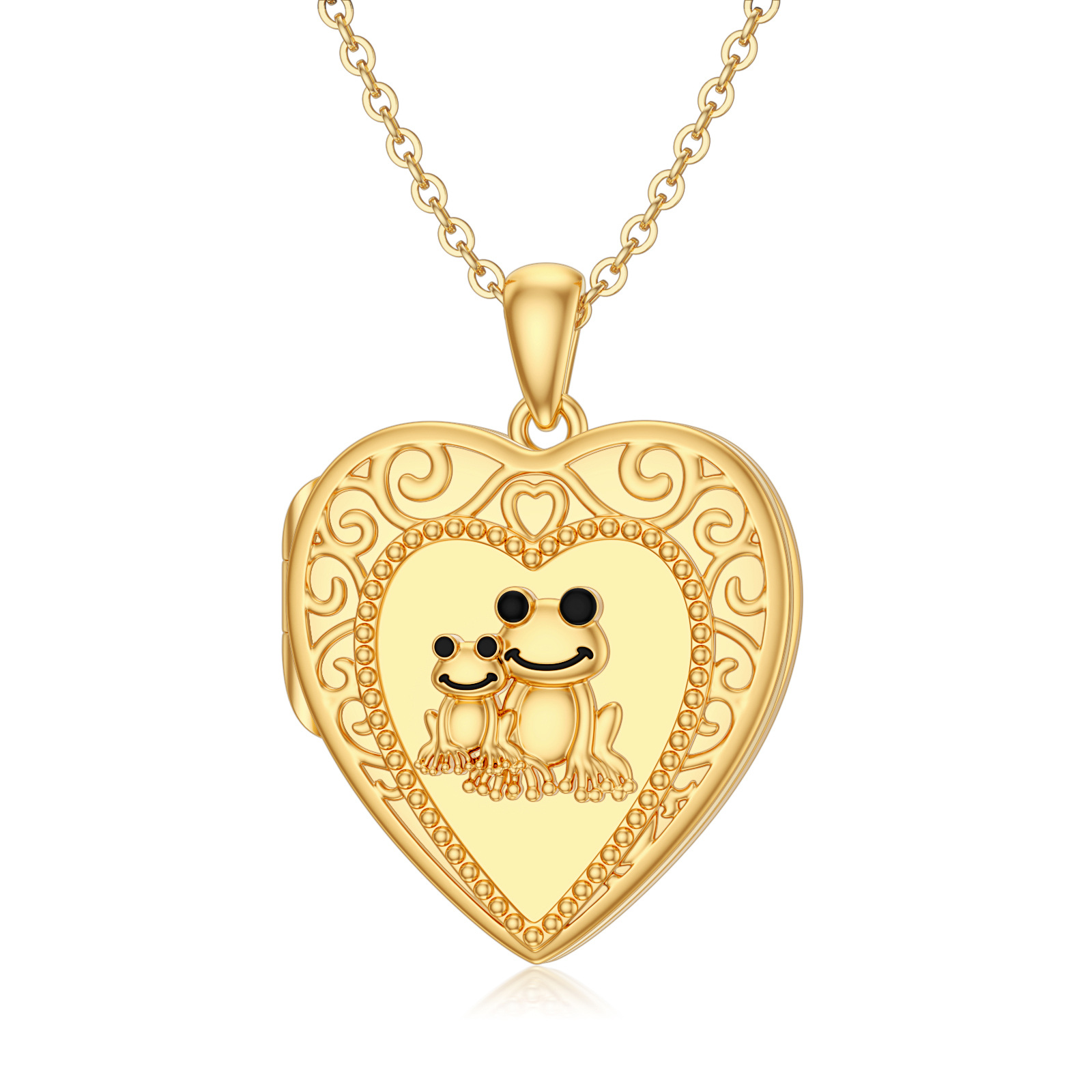 Personalized Heart Frog Custom Photo Pendant Necklace in Gold Vermeil-YAFEINI Personalized Jewelry