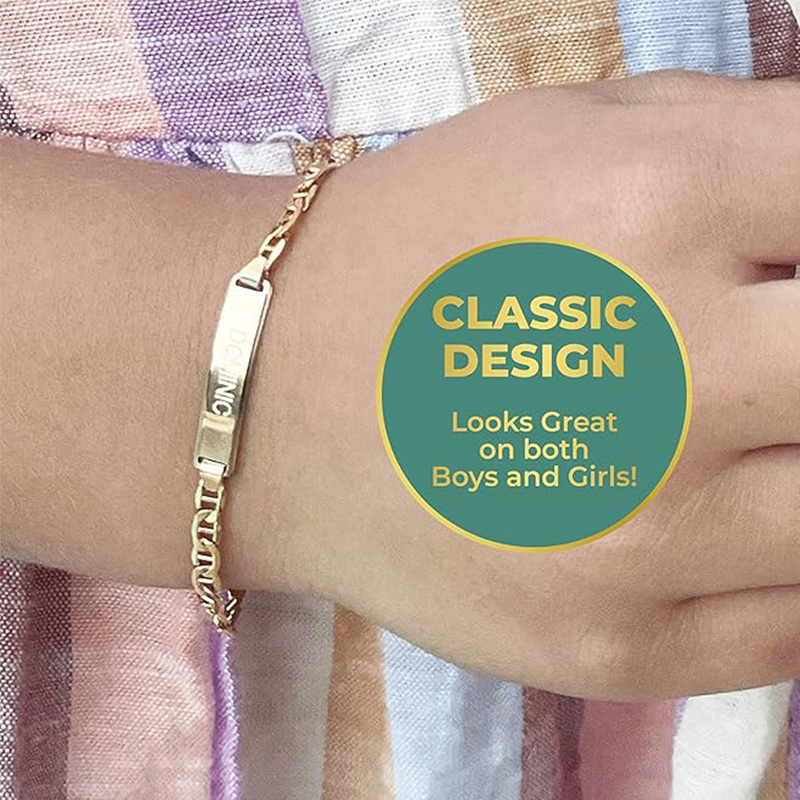 Elegant Identity Bracelet with Personalized Engraving in Gold Vermeil-YAFEINI Personalized Jewelry