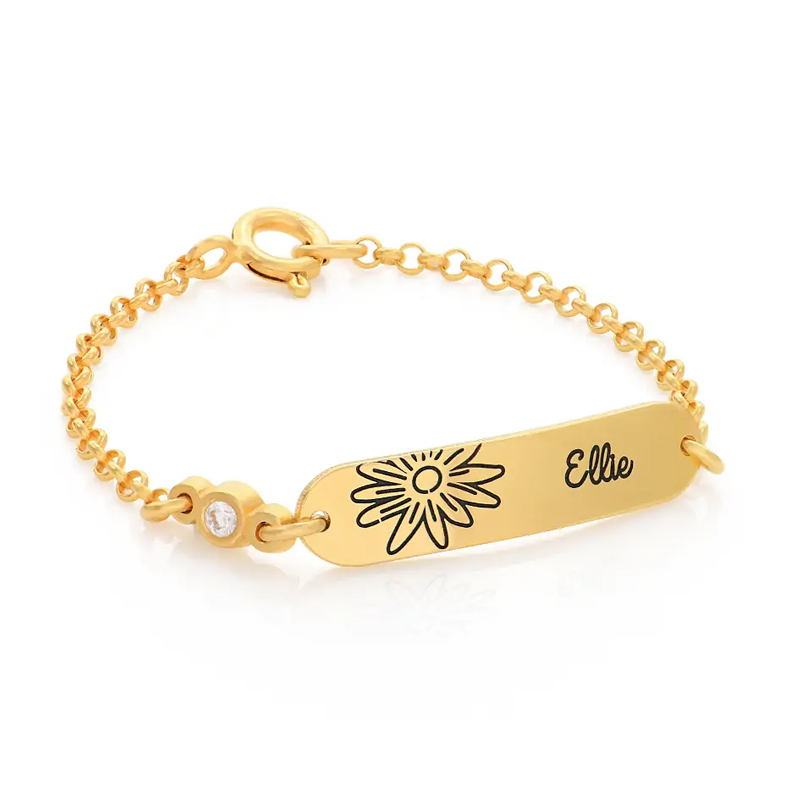 Cherished Baby Name Bracelet in Gold Vermeil-YAFEINI Personalized Jewelry