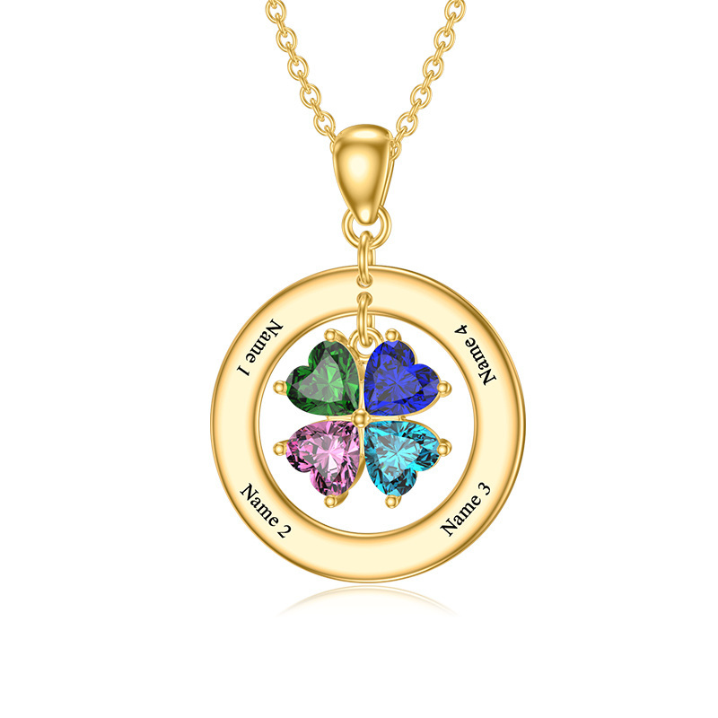 Cubic Zirconia Birthstone Name Pendant Necklace in Gold Vermeil-YAFEINI Personalized Jewelry