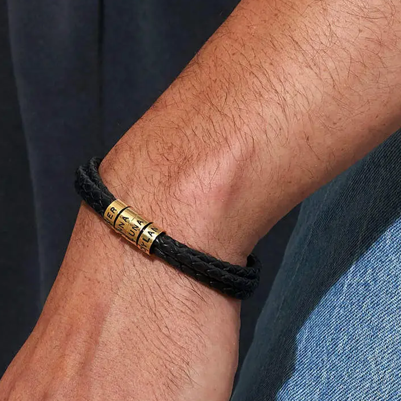 Personalized Name Chic Layered Bracelet in 14K Solid Gold-YAFEINI Personalized Jewelry