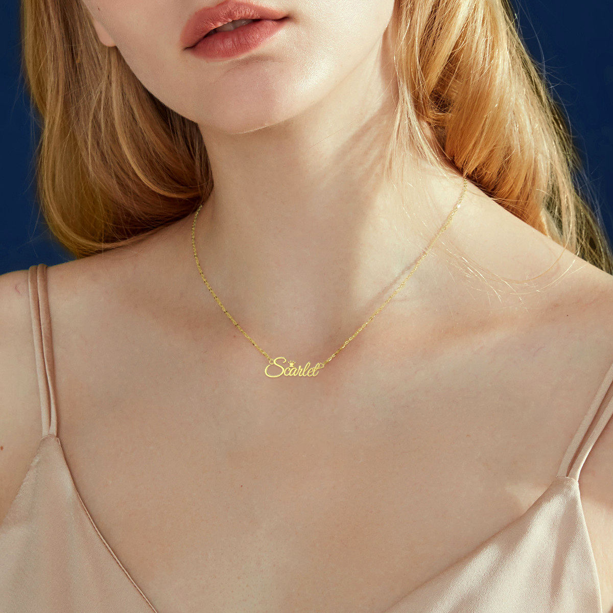 Regal Name Crown Necklace in 14K Solid Gold-YAFEINI Personalized Jewelry