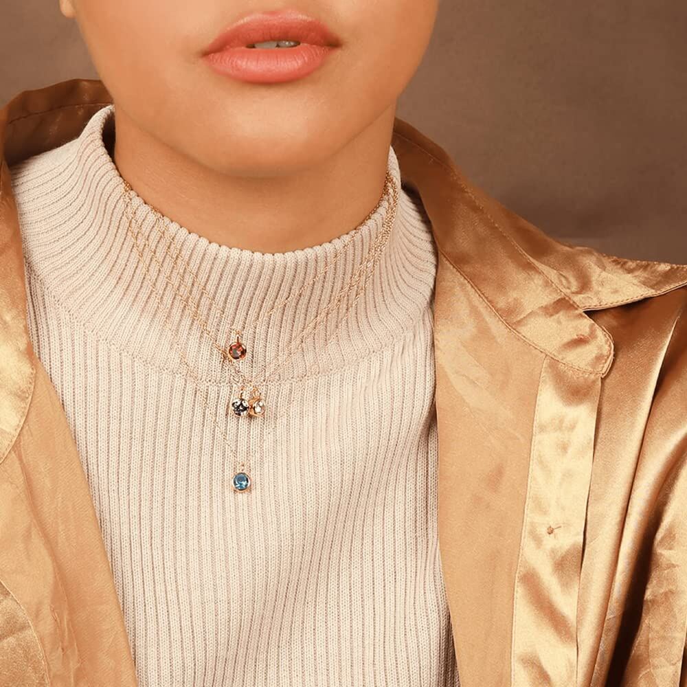 Cubic Zirconia Personalized Birthstone Necklace in 14K Solid Gold-YAFEINI Personalized Jewelry