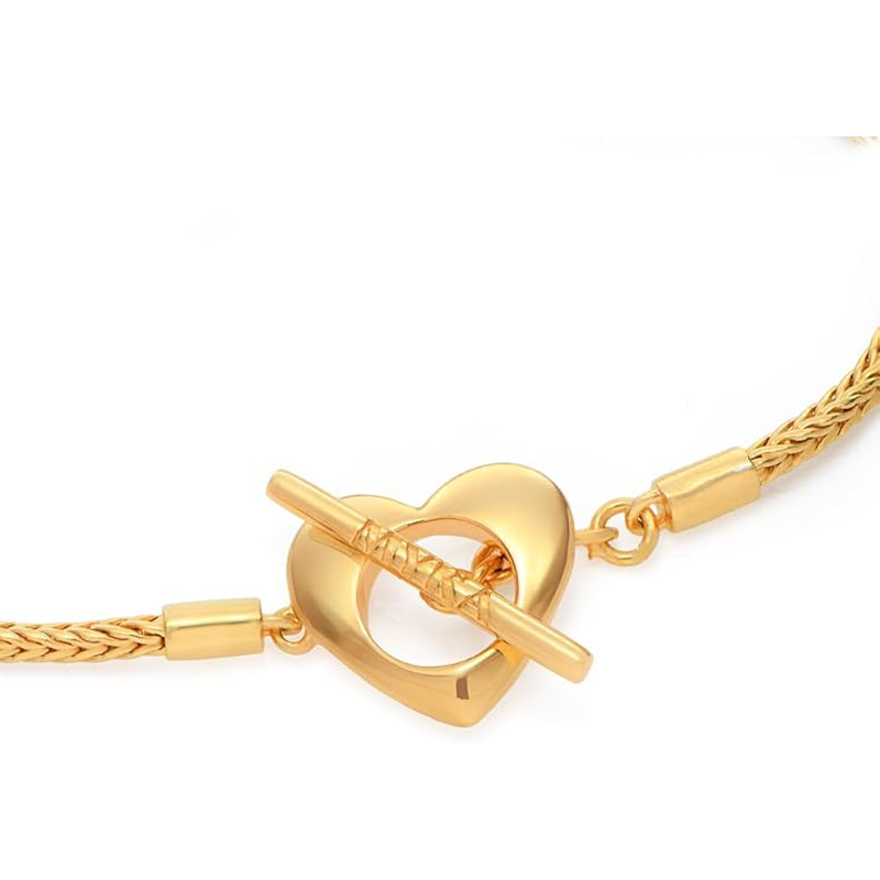 Pearl Grace Engraving Pendant Bracelet in 14K Solid Gold-YAFEINI Personalized Jewelry