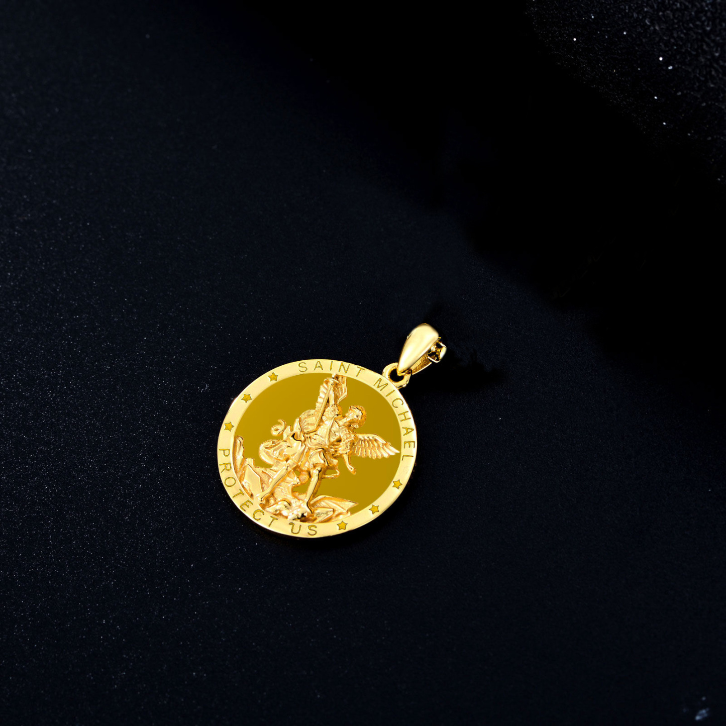 Saint Michael Guardian Coin Necklace in 14K Solid Gold-YAFEINI Personalized Jewelry