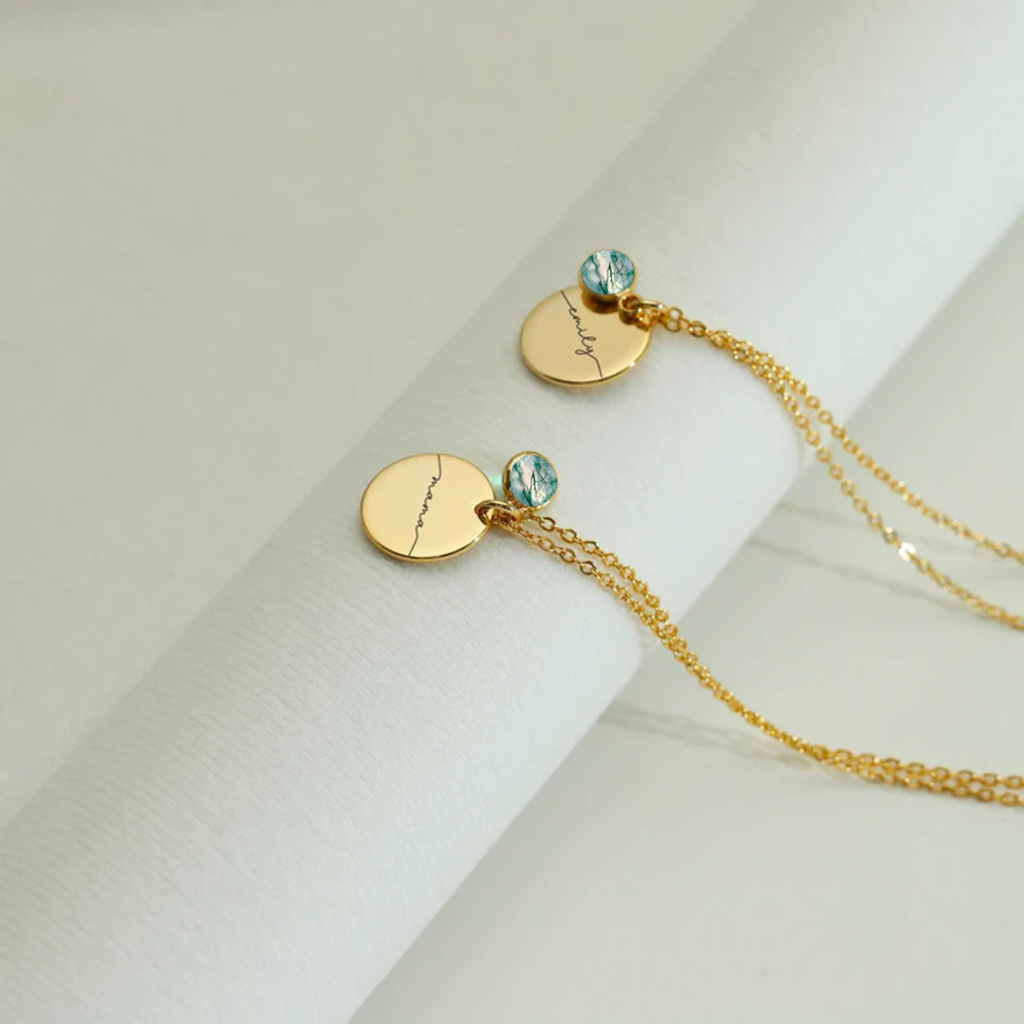 Eternal Nature Round Agate Pendant Necklace in Gold Vermeil-YAFEINI Personalized Jewelry
