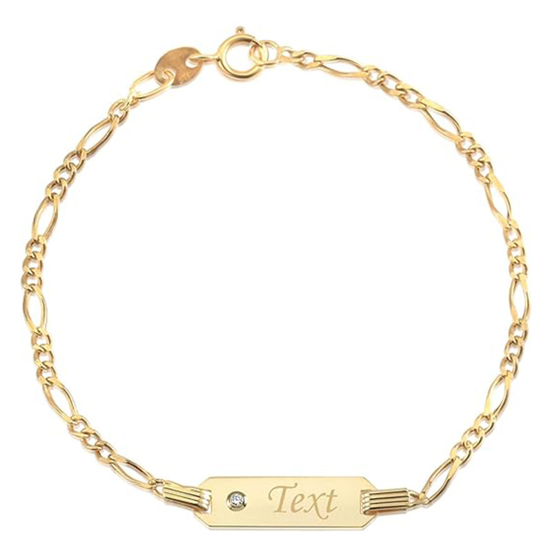 Refined Cubic Zirconia Identity Bracelet in 14K Solid Gold-YAFEINI Personalized Jewelry