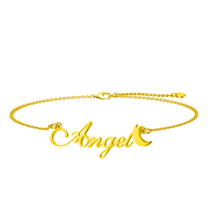Personalized Moon Name Bracelet in Gold Vermeil-YAFEINI Personalized Jewelry