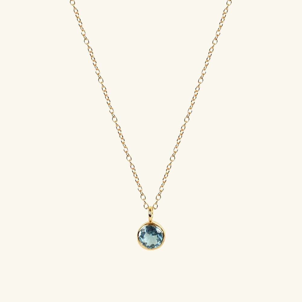 Cubic Zirconia Personalized Birthstone Necklace in Gold Vermeil-YAFEINI Personalized Jewelry