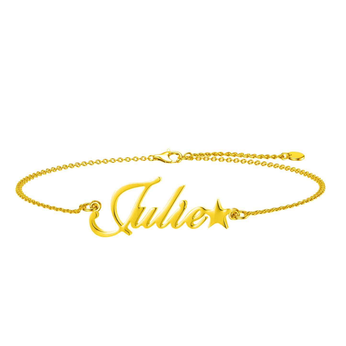 Star-Embellished Personalized Name Bracelet in Gold Vermeil-YAFEINI Personalized Jewelry