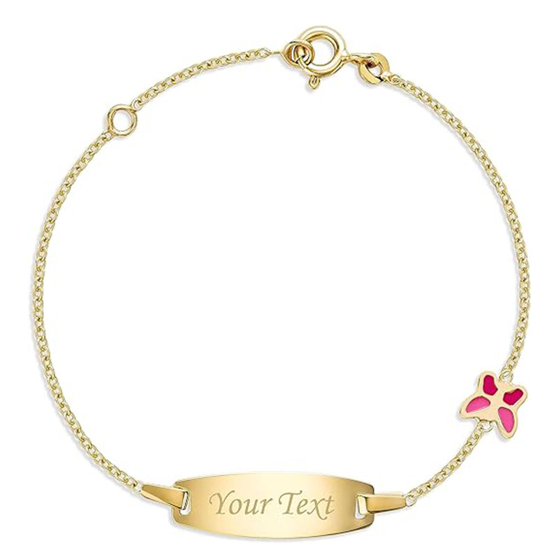 Exquisite Engraving ID Bracelet for Women in 14K Solid Gold-YAFEINI Personalized Jewelry