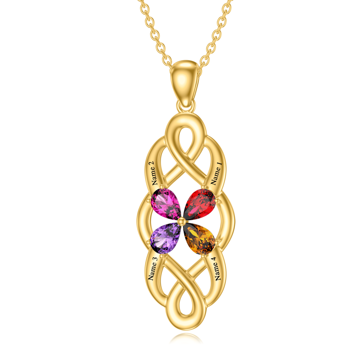 Custom Birthstone Pear Zirconia Name Necklace in 14K Solid Gold-YAFEINI Personalized Jewelry