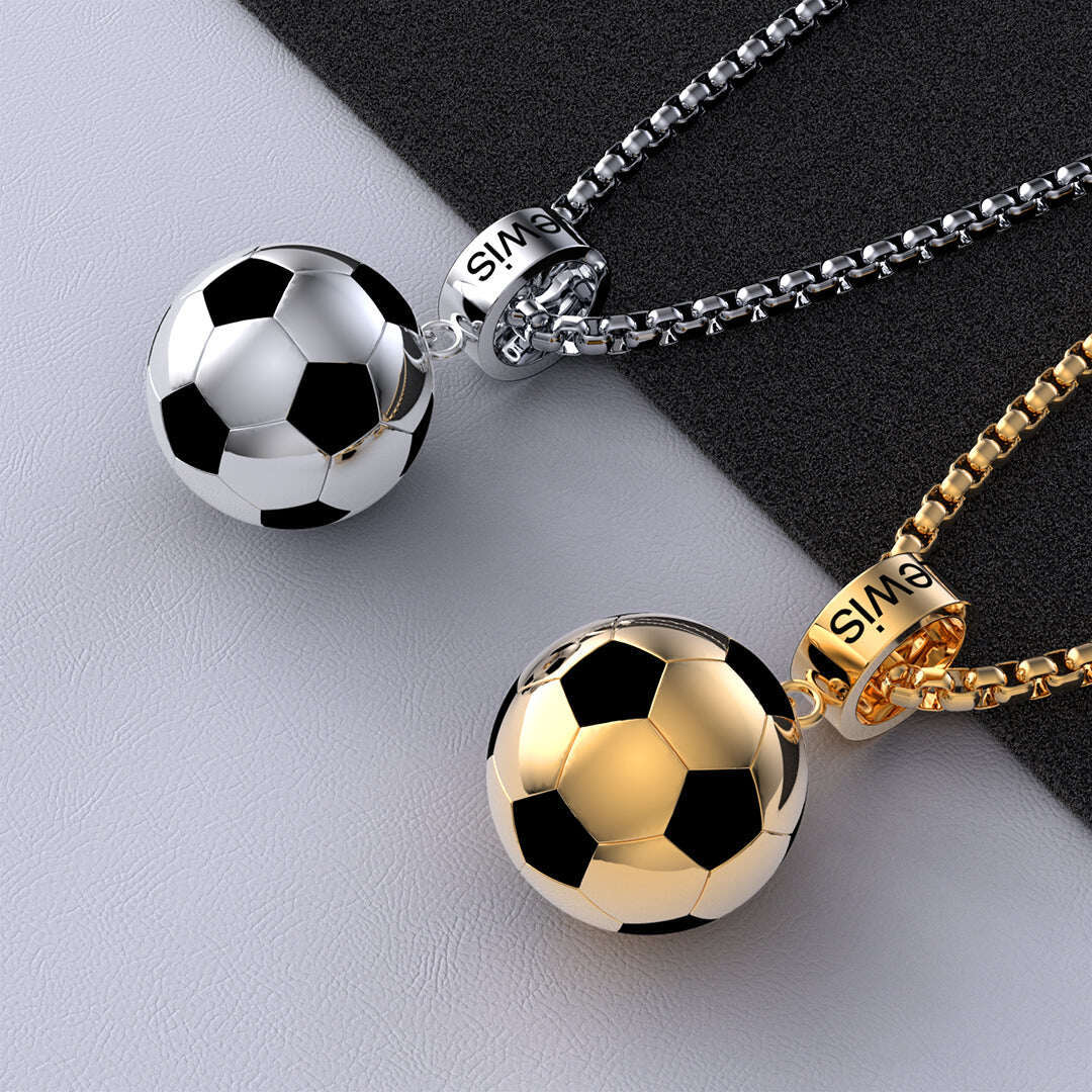 Athletic Essence Football Pendant Necklace with Engraving in 14K Solid Gold-YAFEINI Personalized Jewelry