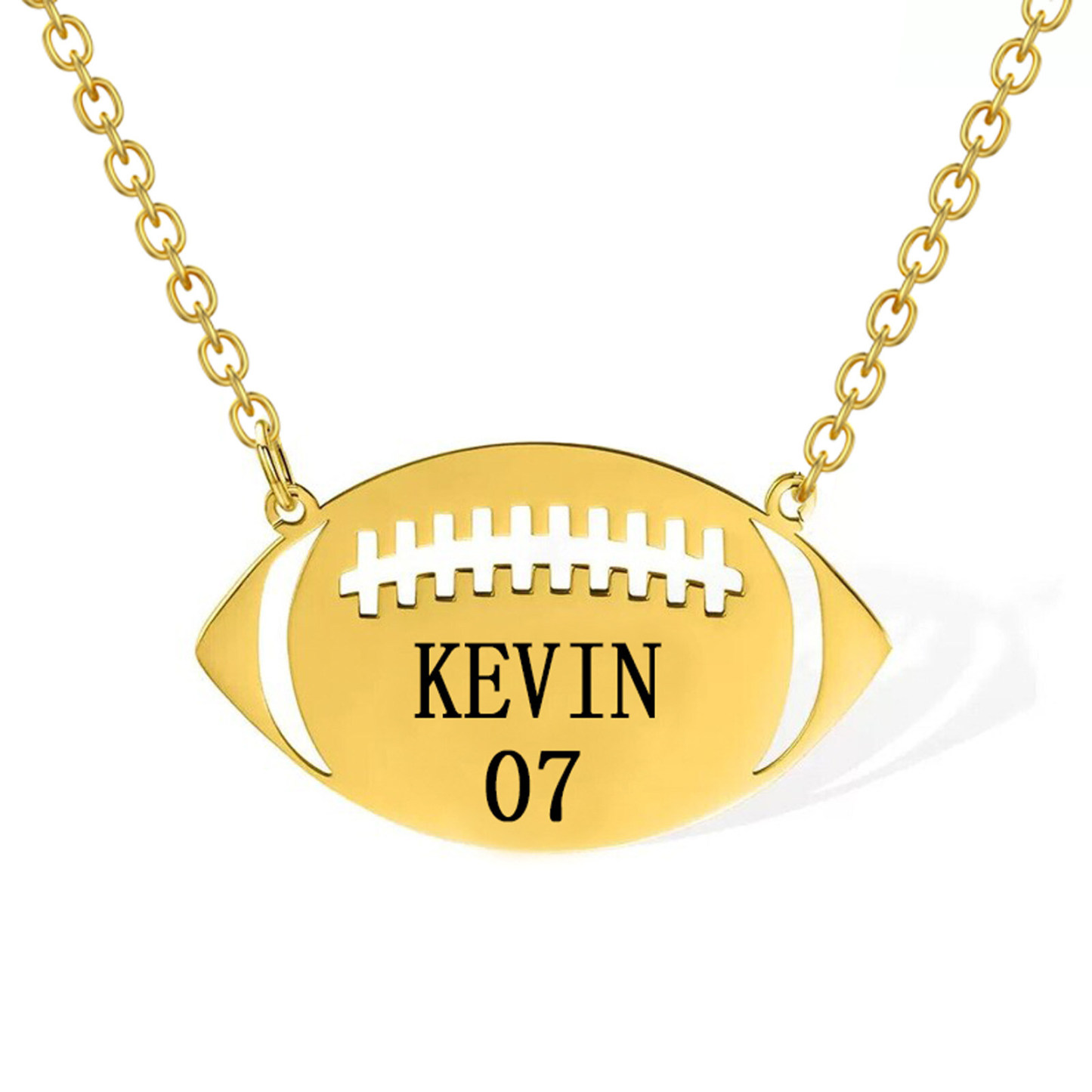 Endurance Spirit Rugby Pendant Necklace for Men in Gold Vermeil-YAFEINI Personalized Jewelry