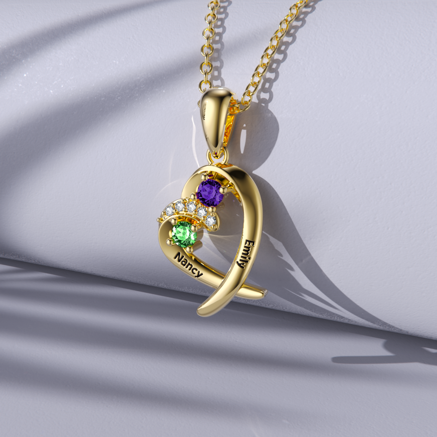 Valentina Zirconia Birthstone Necklace in Gold Vermeil-YAFEINI Personalized Jewelry