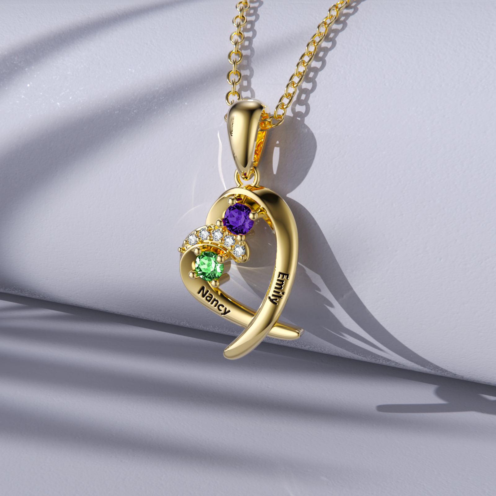Valentina Zirconia Birthstone Necklace in Gold Vermeil-YAFEINI Personalized Jewelry