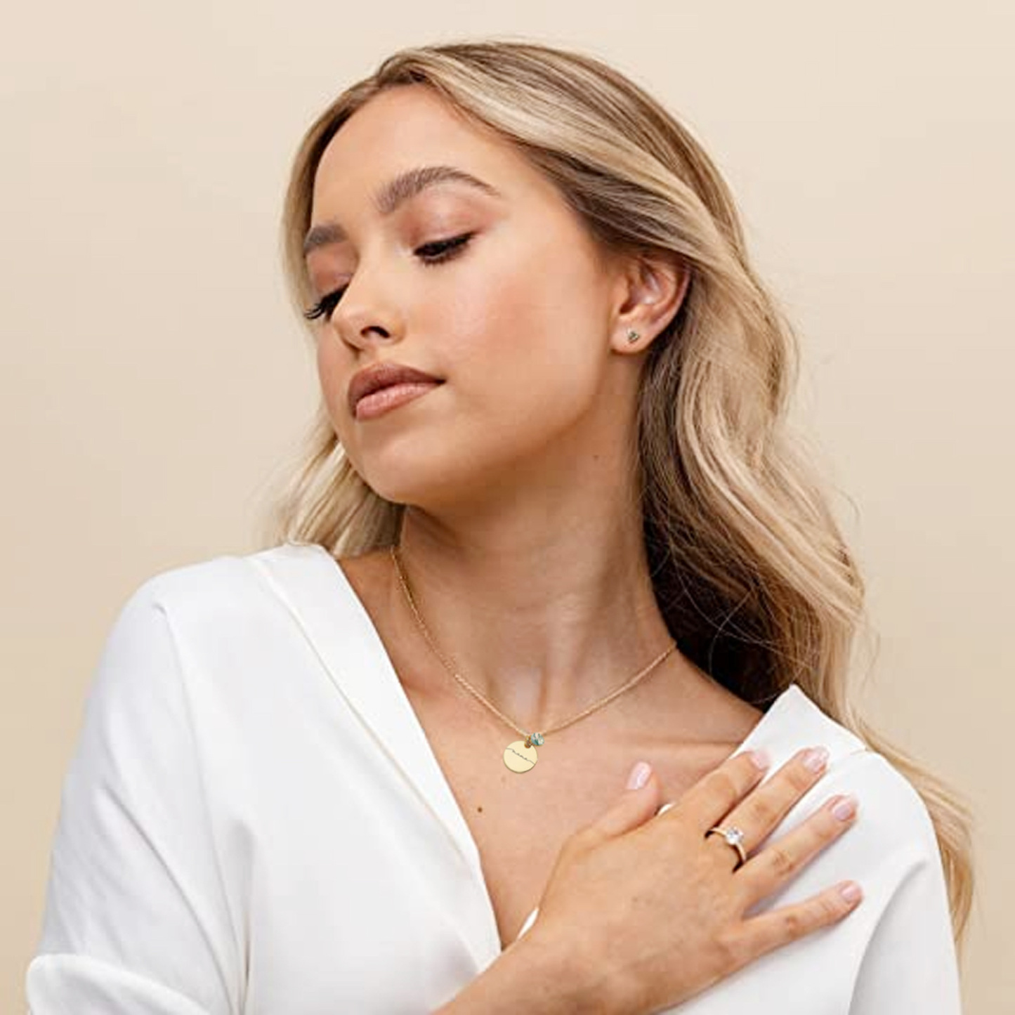 Eternal Nature Round Agate Pendant Necklace in 14K Solid Gold-YAFEINI Personalized Jewelry