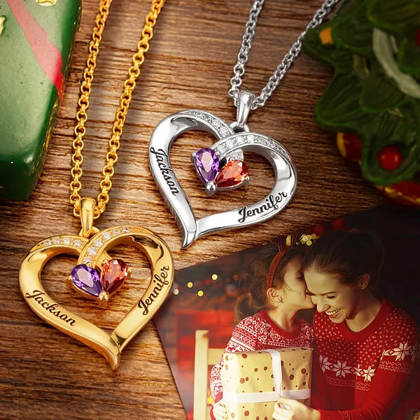 Personalized birthstone And Name Heart Pendant In Gold Vermeil