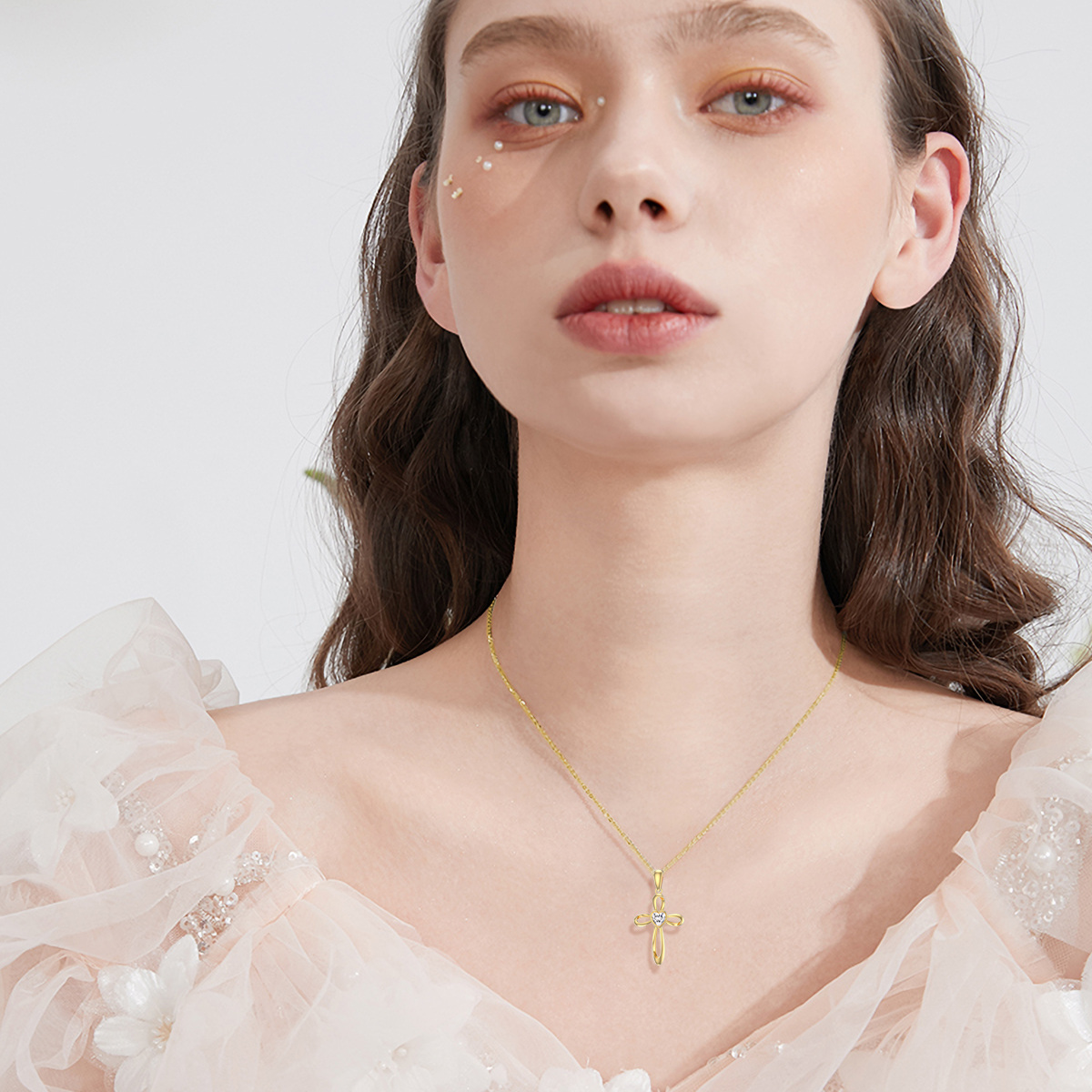 Circular Crystal Birthstone Necklace in Gold Vermeil-YAFEINI Personalized Jewelry