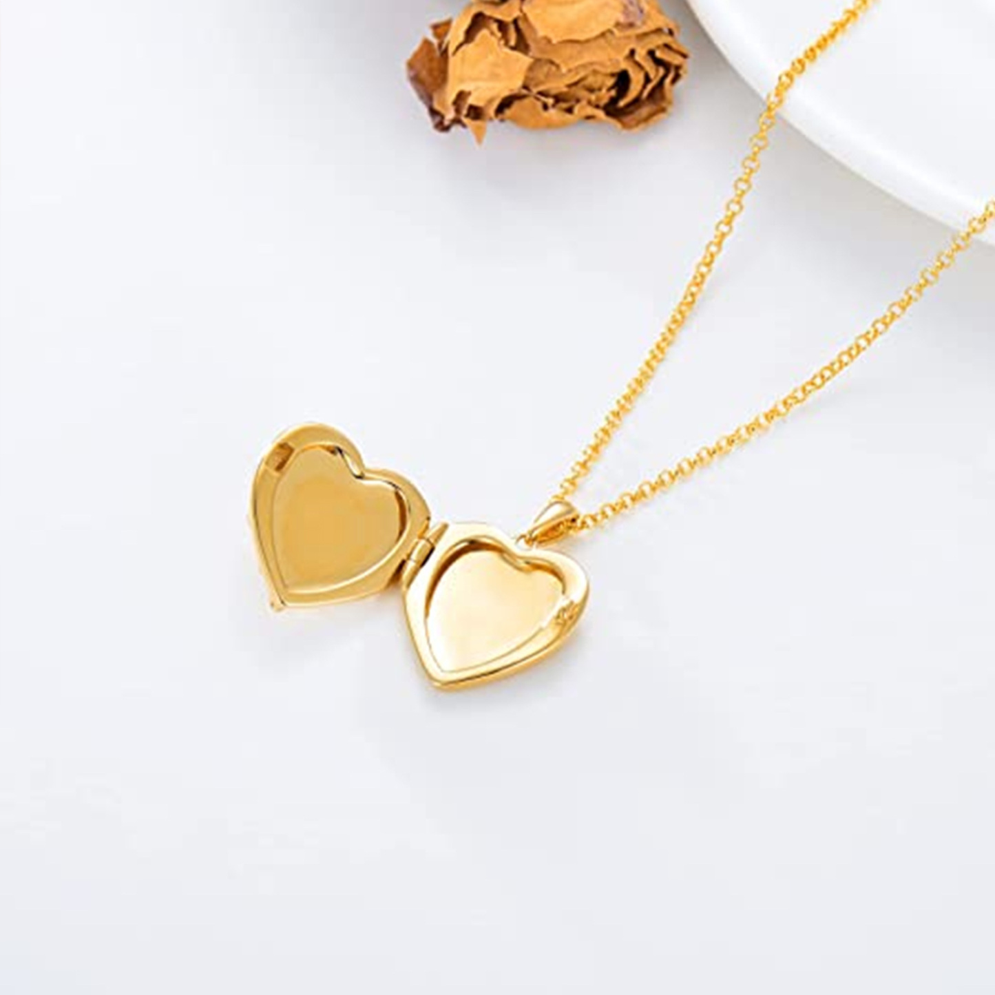 Personalized Lotus Heart Custom Photo Locket Necklace in 14K Solid Gold-YAFEINI Personalized Jewelry