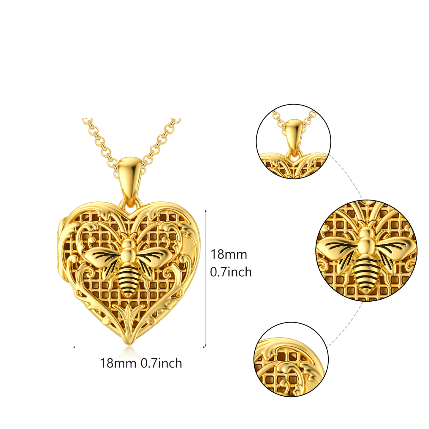 Personalized Bees Custom Photo Locket Necklace in Gold Vermeil-YAFEINI Personalized Jewelry