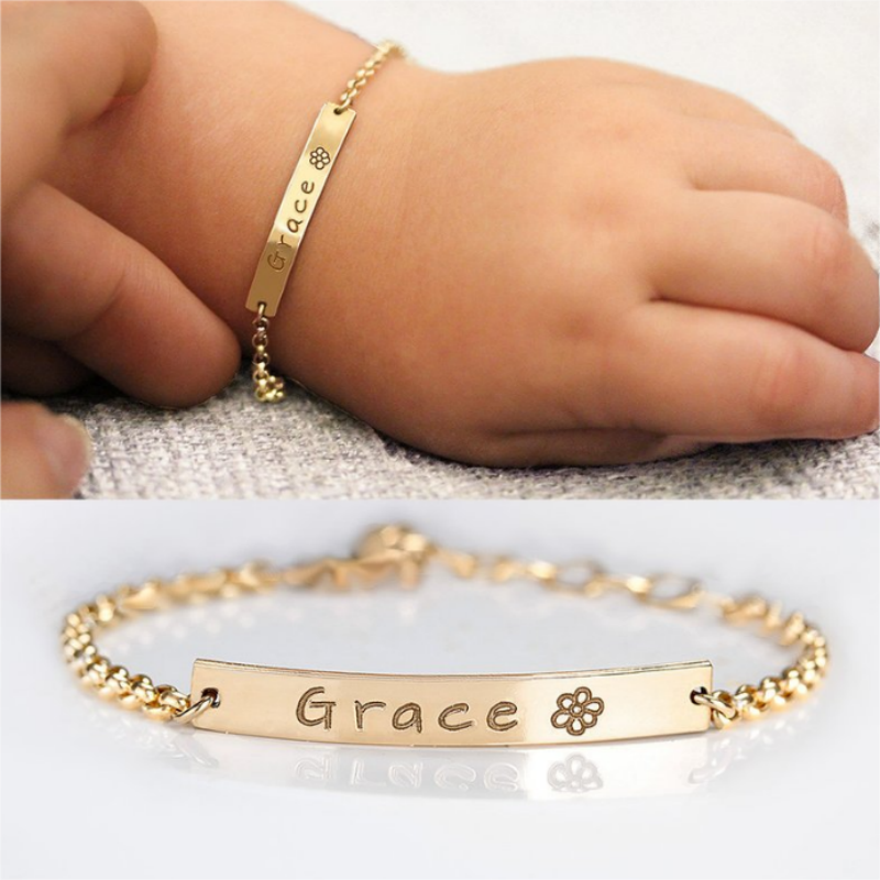 Personalized Elegance Name Bracelet in 14K Solid Gold-YAFEINI Personalized Jewelry