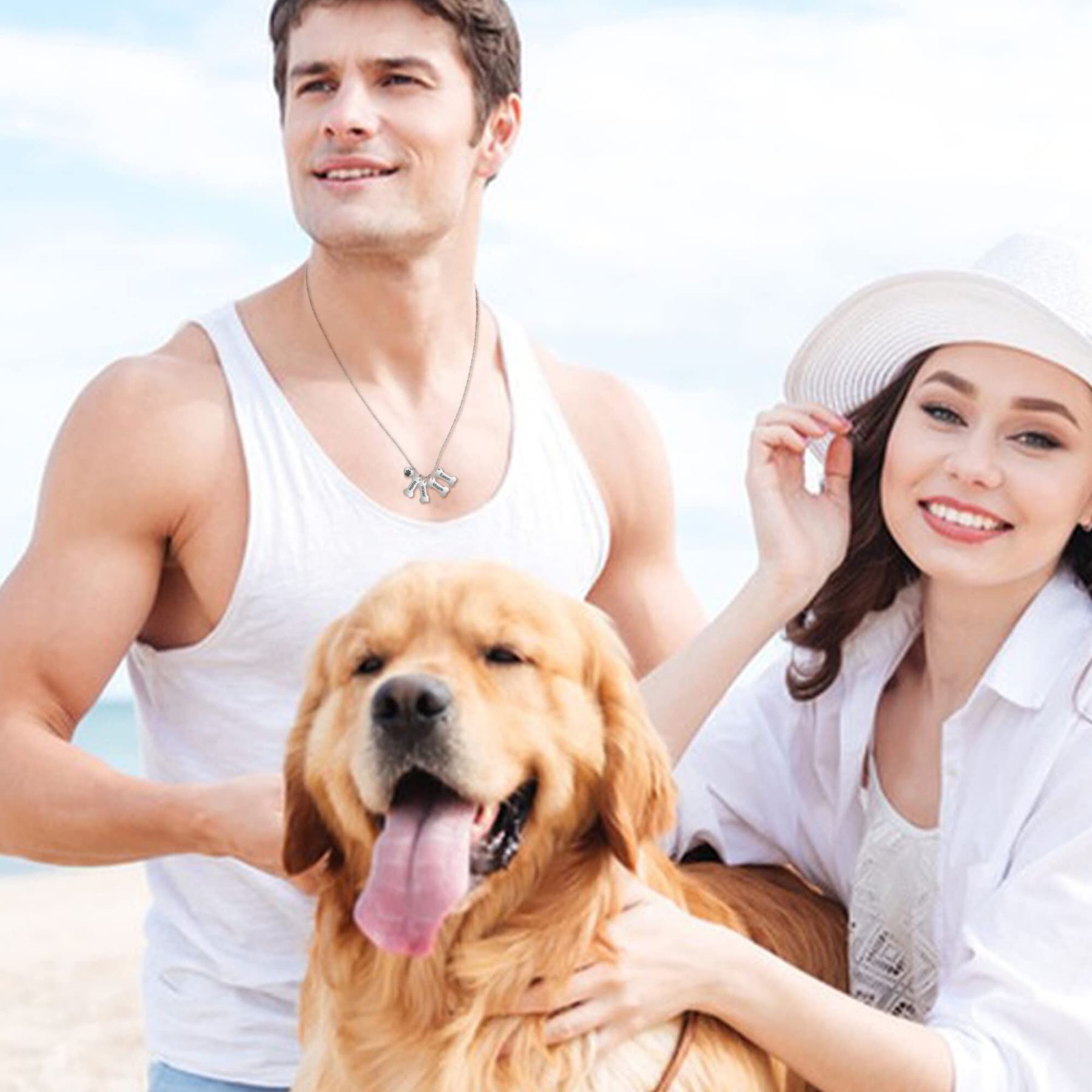 Devoted Companion Paw & Bone Pendant Necklace in Sterling Silver-YAFEINI Personalized Jewelry