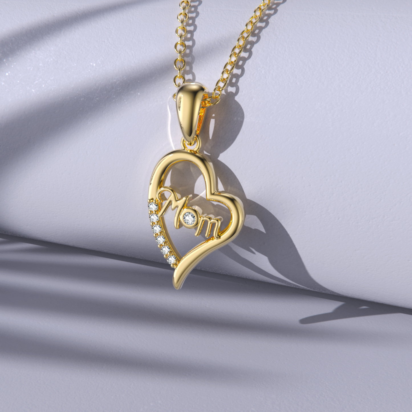 Round Crystal Mother Pendant Birthstone Necklace in Gold Vermeil-YAFEINI Personalized Jewelry