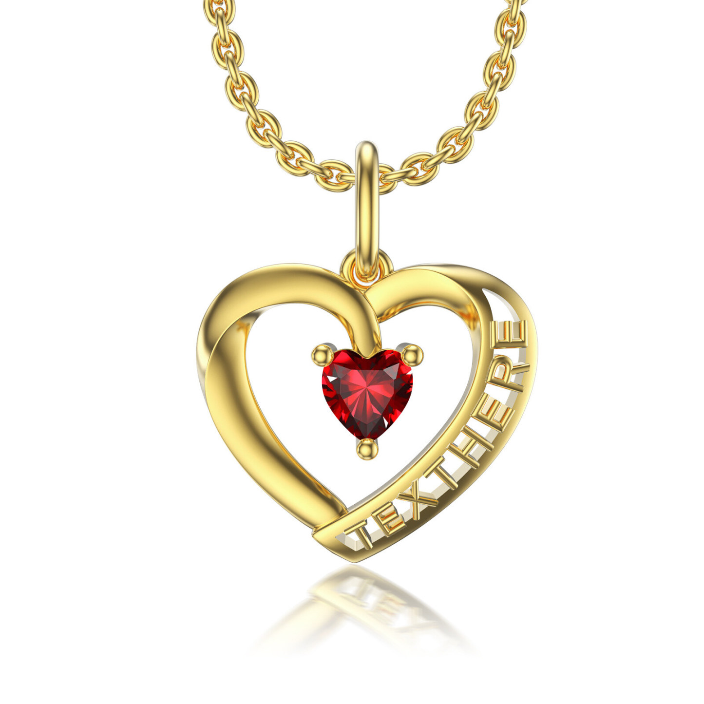 Heart Elegance Zirconia Birthstone Necklace in Gold Vermeil-YAFEINI Personalized Jewelry