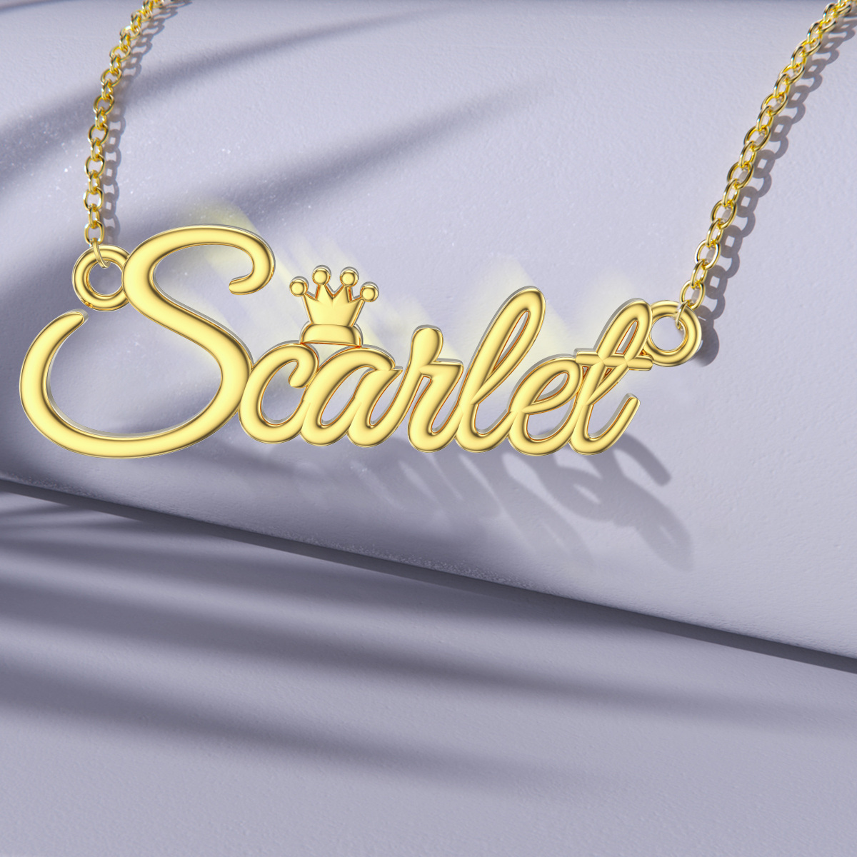 Regal Name Crown Necklace in Gold Vermeil-YAFEINI Personalized Jewelry