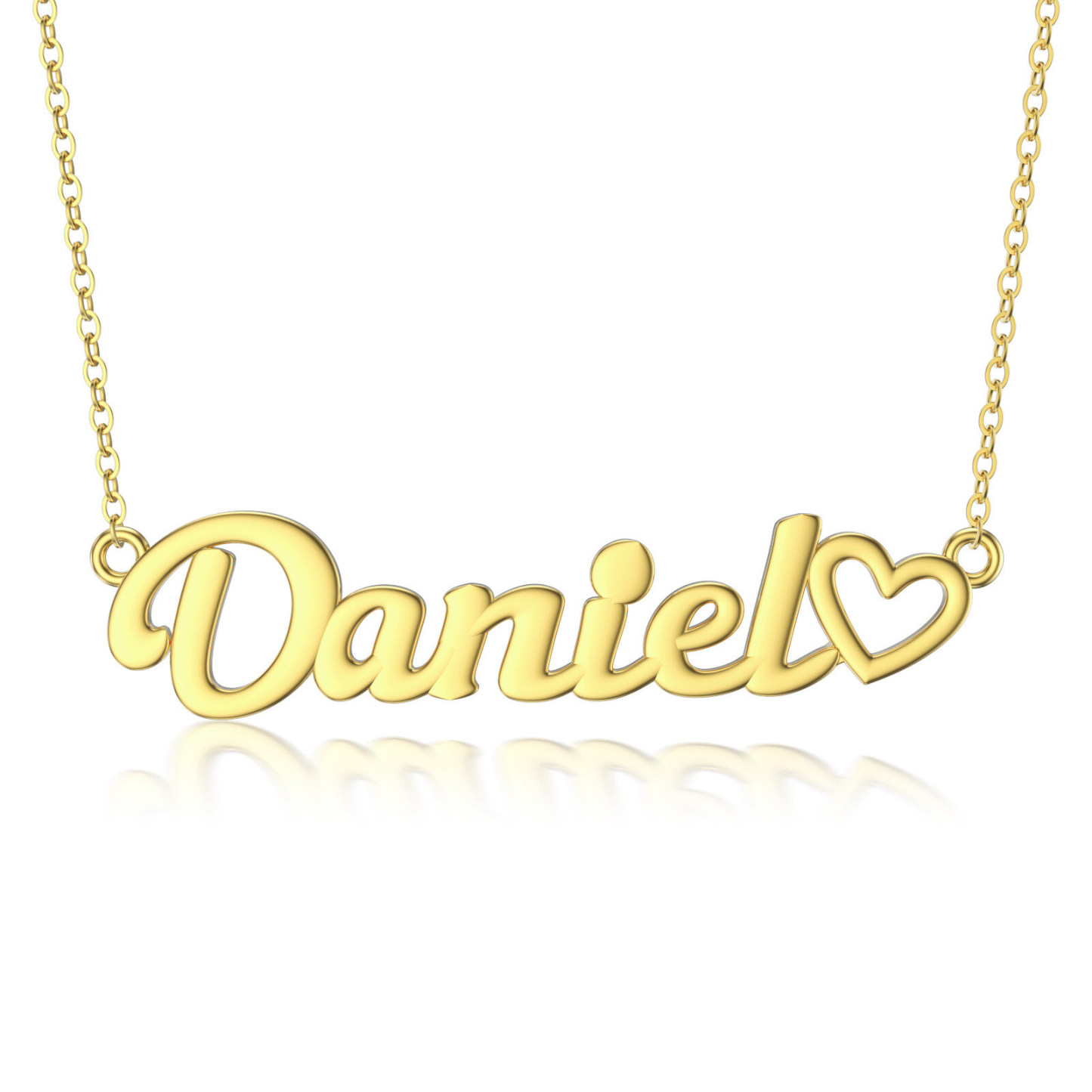 Enchanting Personalized Name Necklace with Heart in 14K Solid Gold-YAFEINI Personalized Jewelry
