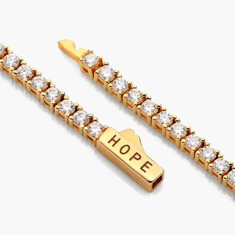 Radiant Moissanite Engraving Bracelet in 14K Solid Gold-YAFEINI Personalized Jewelry