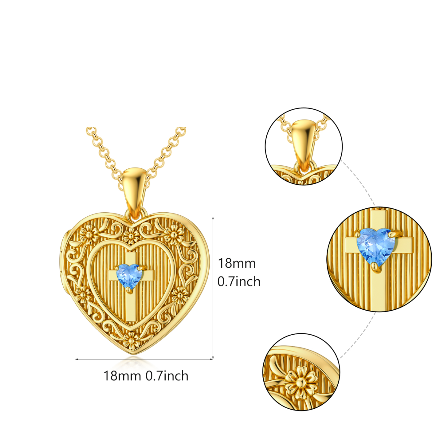 Personalized Heart Cubic Zirconia Cross with Custom Photo Pendant Necklace in Gold Vermeil-YAFEINI Personalized Jewelry