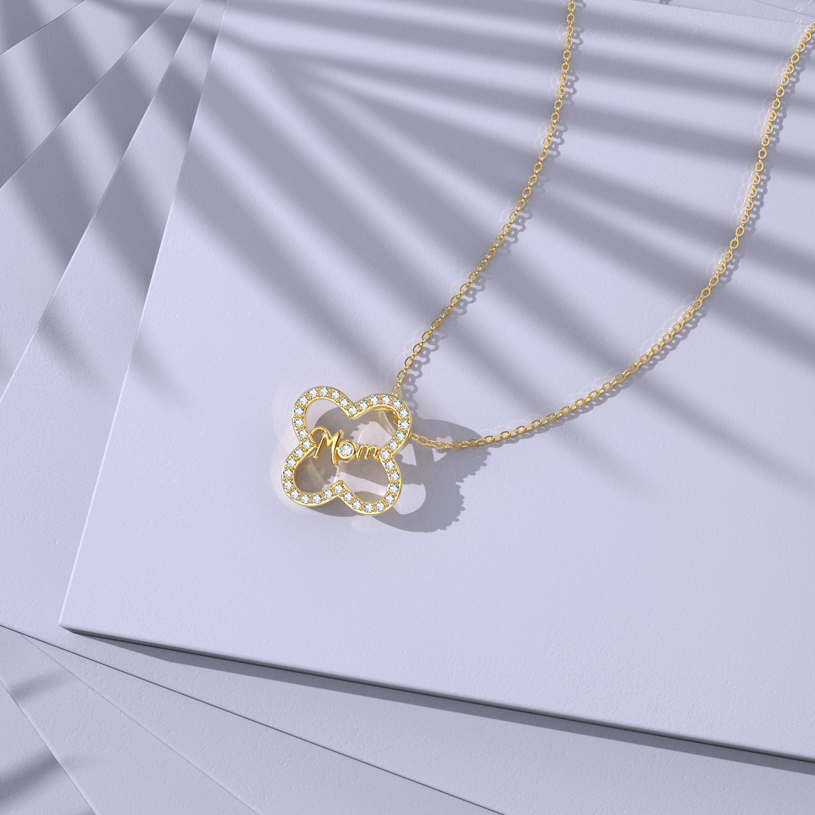 Circular Crystal Birthstone Necklace in 14K Solid Gold-YAFEINI Personalized Jewelry