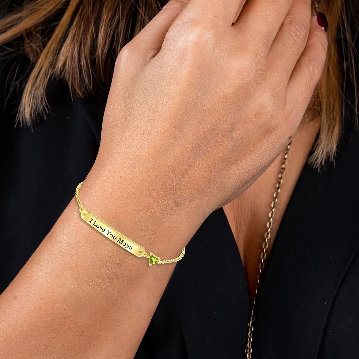 Heartfelt Identity Engraving Bracelet in 14K Solid Gold-YAFEINI Personalized Jewelry