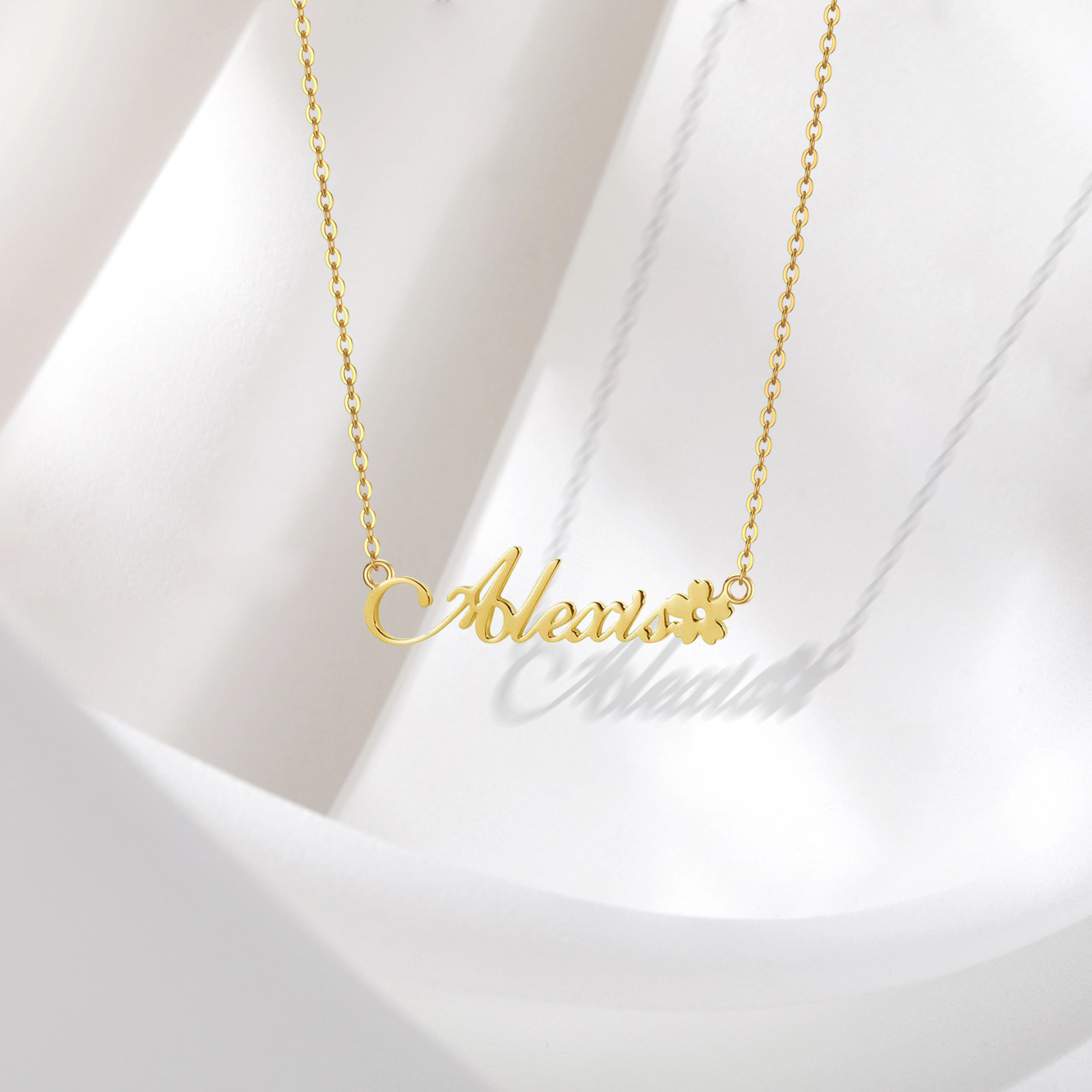 Sophisticated Personalized Name Pendant Necklace in 14K Solid Gold-YAFEINI Personalized Jewelry