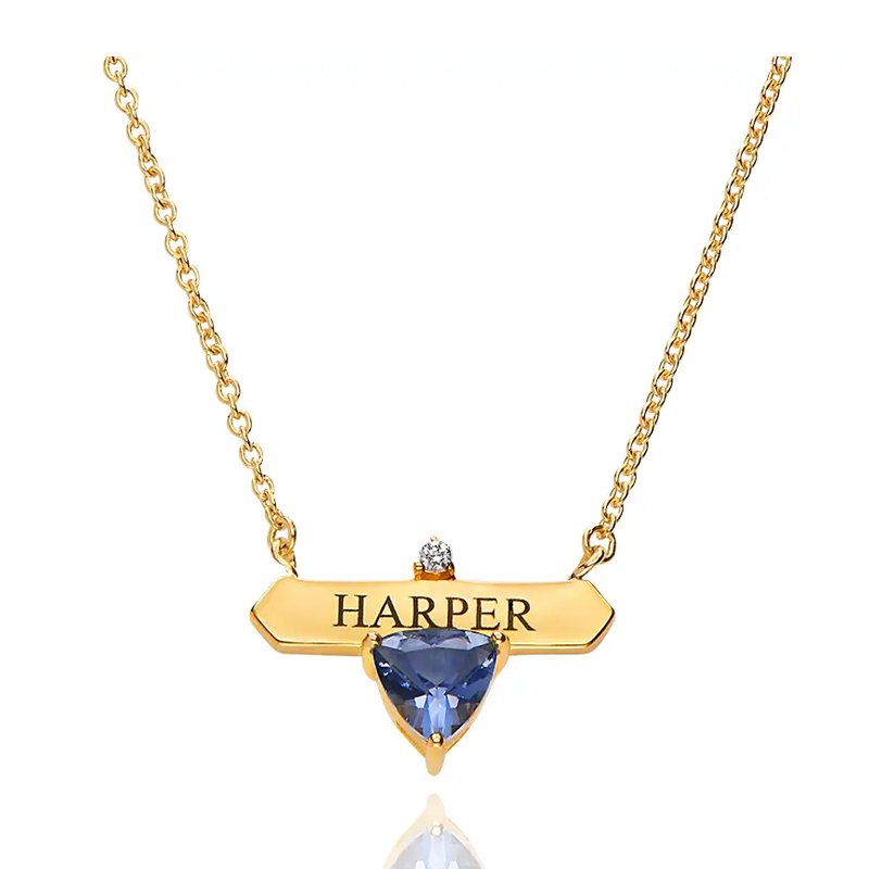 Personalized Name Necklace with Birthstone for Women in 14K Solid Gold-YAFEINI Personalized Jewelry