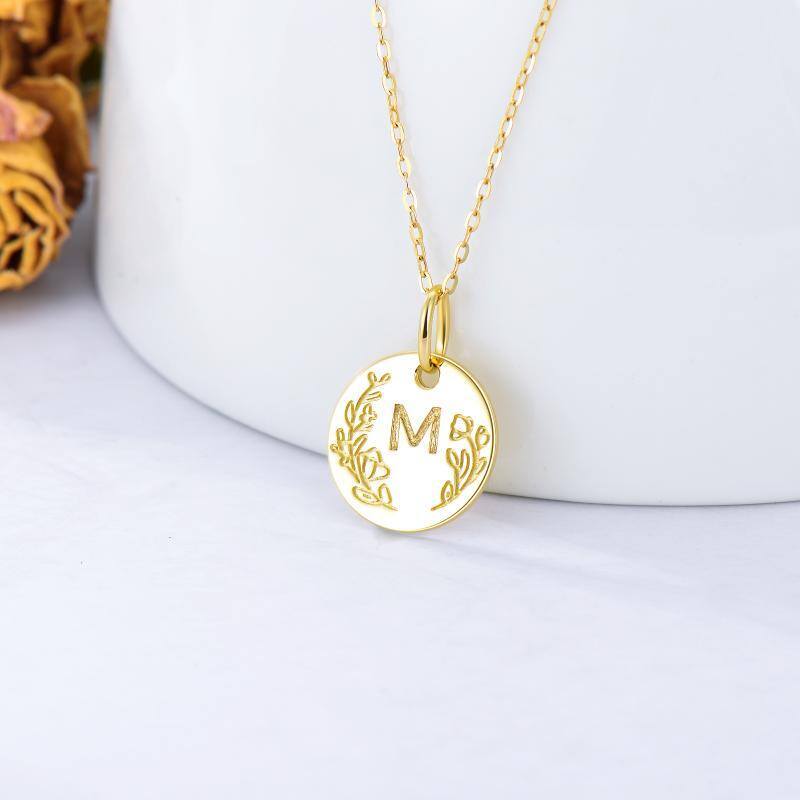 Sophisticated Coin Initial Necklace with Elegant Charm in 14K Solid Gold-YAFEINI Personalized Jewelry