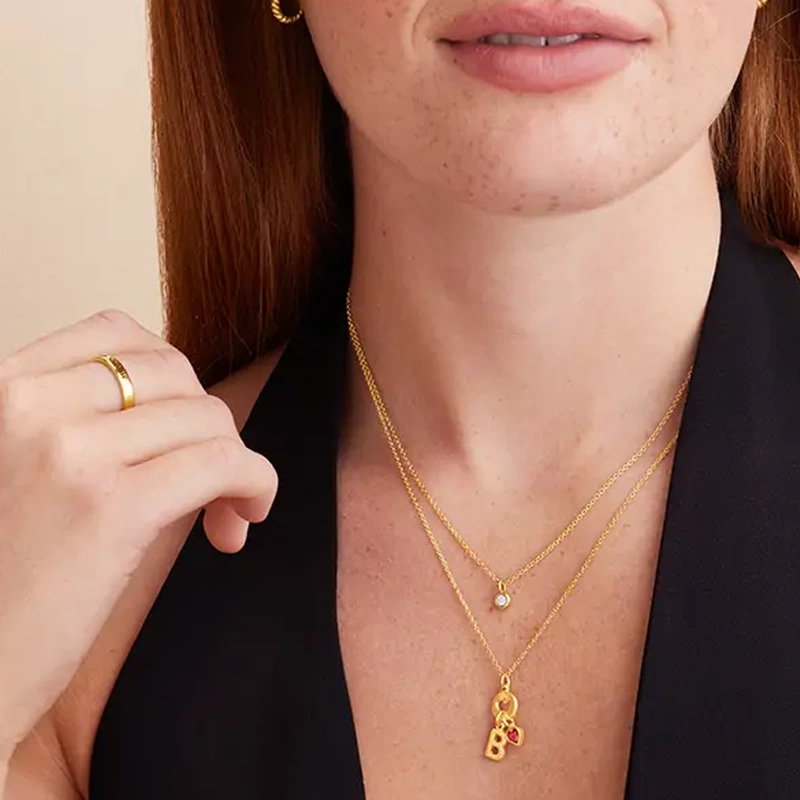 Heartfelt Birthstone Initial Necklace with Personalized Charm in Gold Vermeil-YAFEINI Personalized Jewelry
