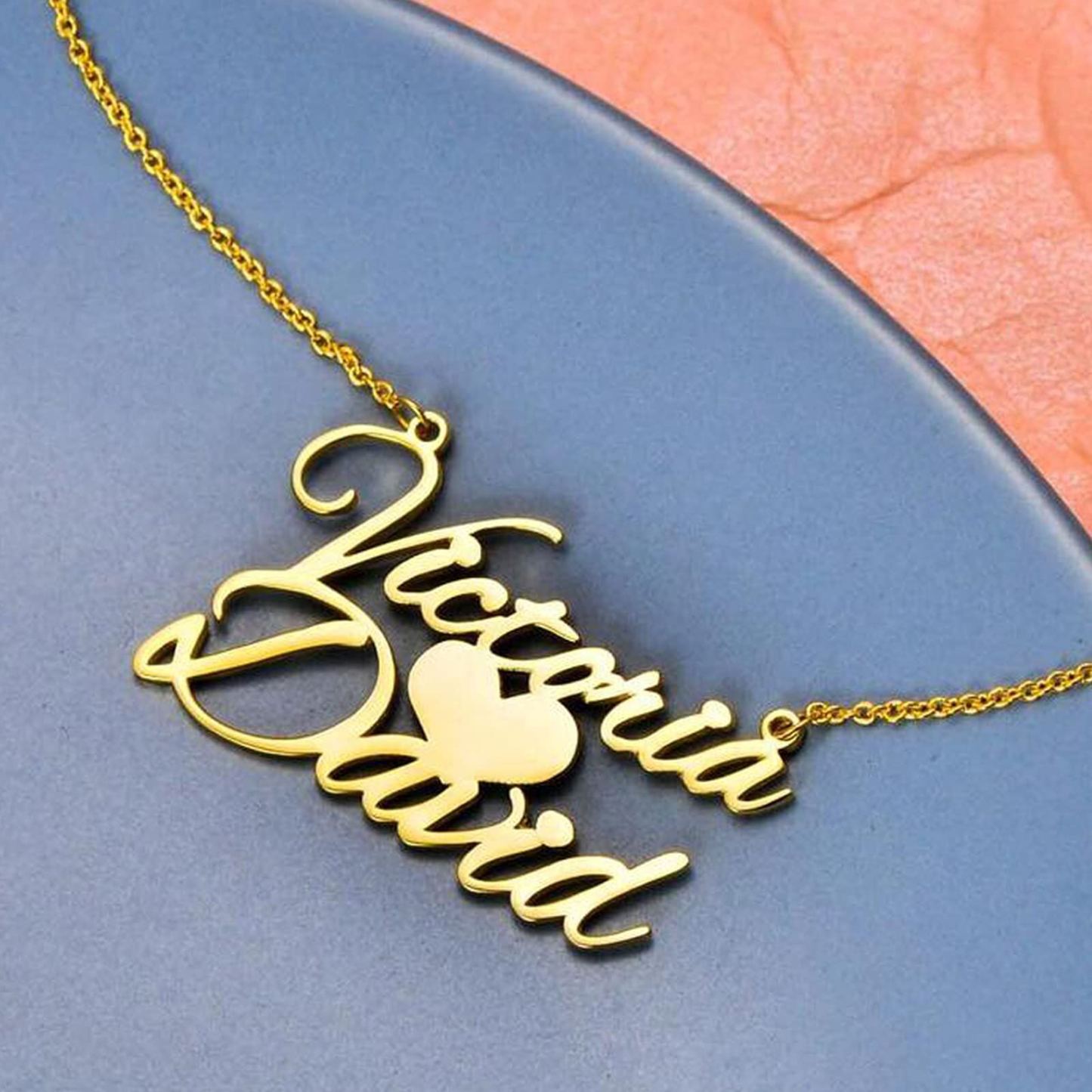 Distinctive Name Heart Necklace in 14K Solid Gold-YAFEINI Personalized Jewelry