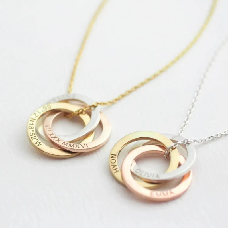 Interlocking Personalized Name Family Necklace In Sterling Silver