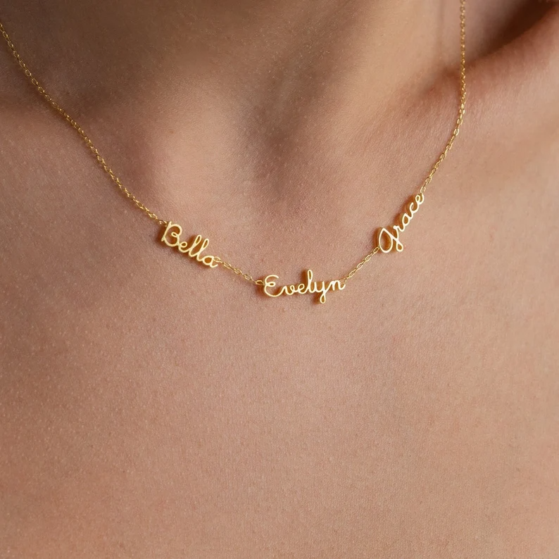 Personalized Family Necklace In Gold Vermeil